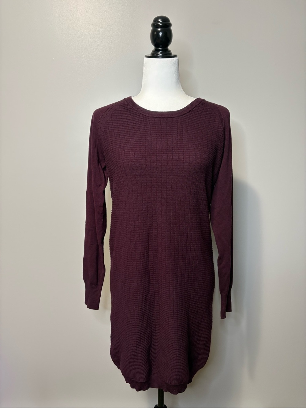 InWear Lemona Long Sleeve Waffle Knit Plum Sweater Dress
